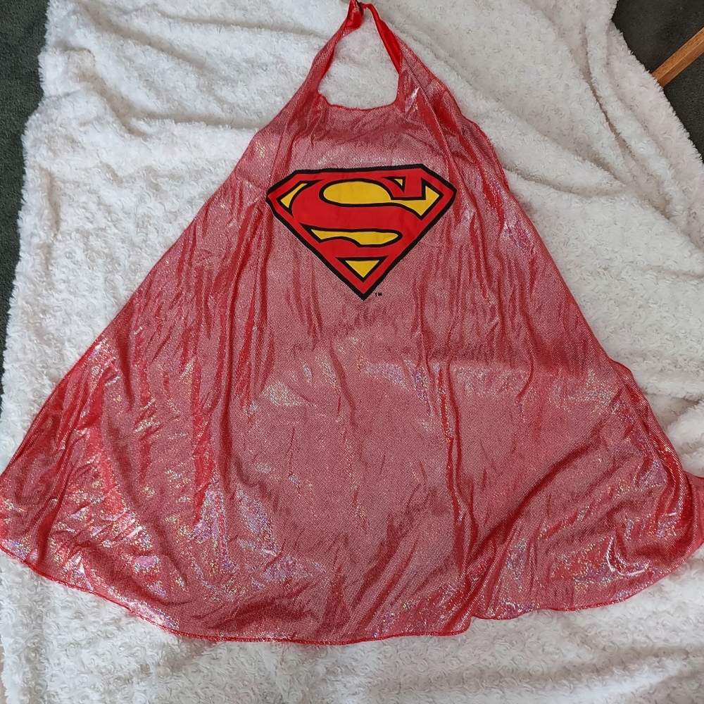 Superman Cape Red Sparkle Costume Halloween Dress Up size 8 youth
